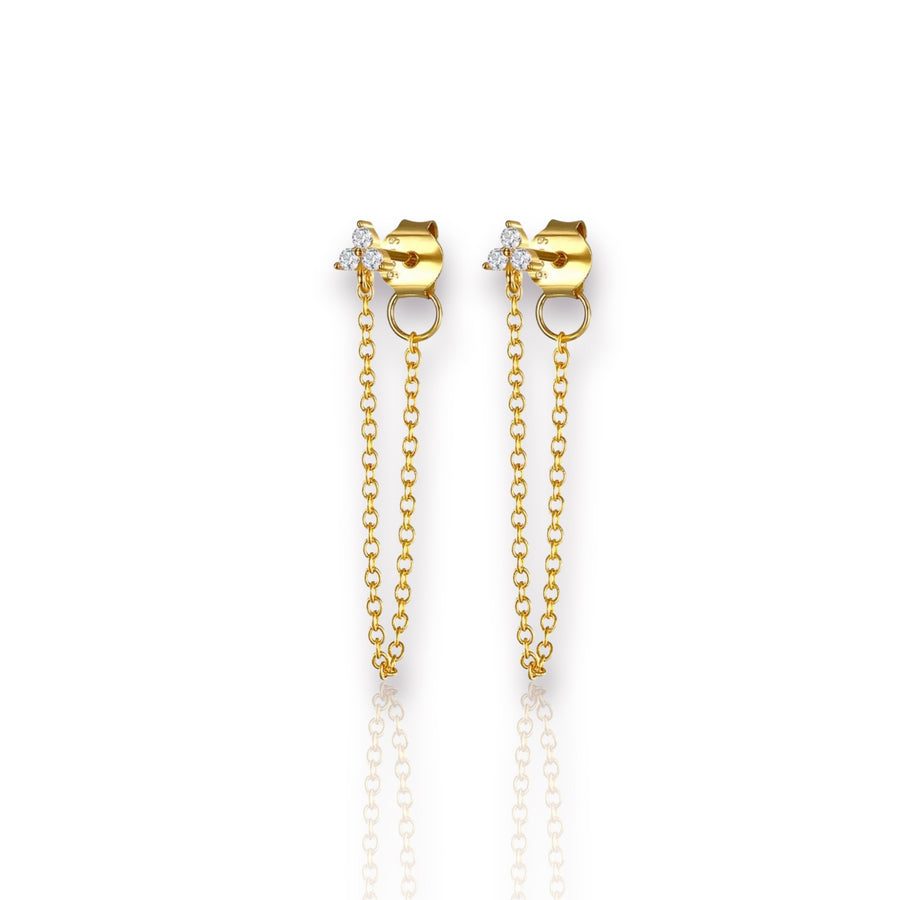 CLOVER DROP CHAIN STUDS