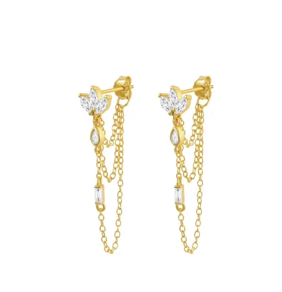 LOTUS DROP CHAIN STUDS