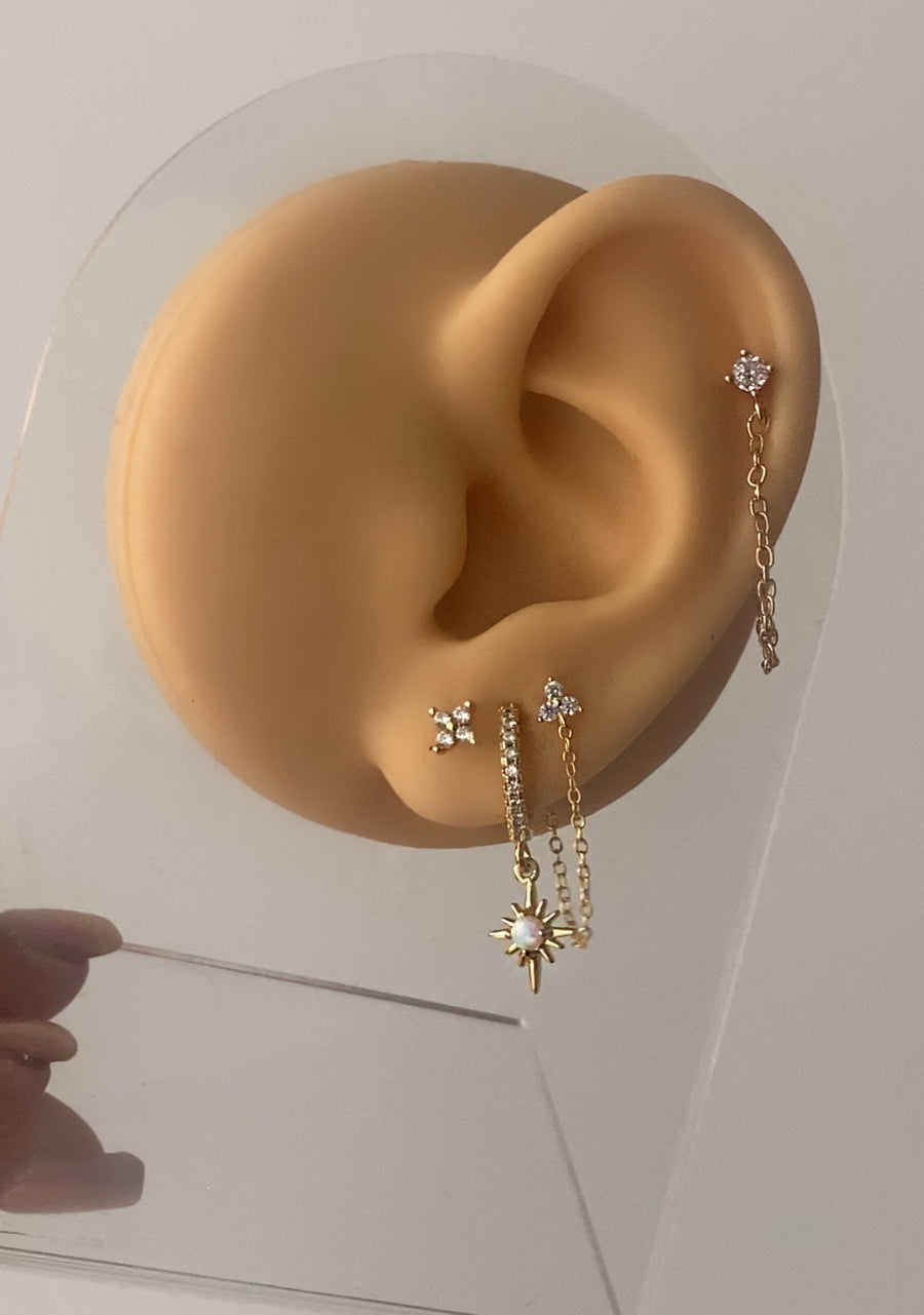 CLOVER DROP CHAIN STUDS